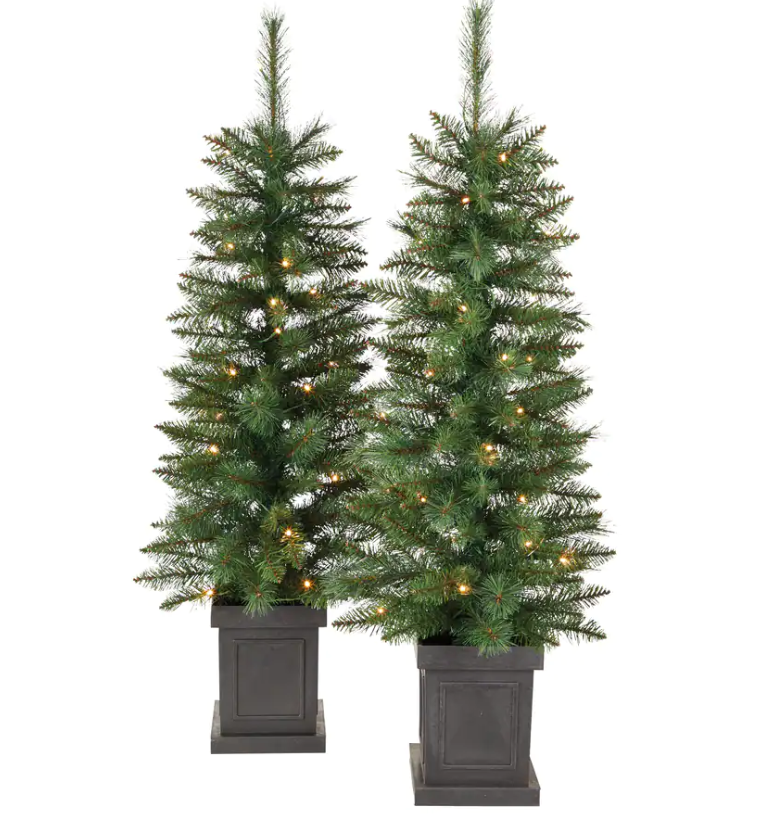 NOMA  LED Farrow 盆栽圣诞树套装，4 英尺，2 件