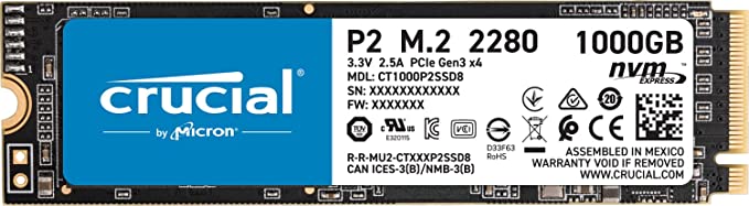 Crucial 英睿达 P2 1TB 3D NAND NVMe PCIe M.2 SSD 高达 2400MB/秒 89 加元