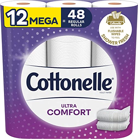 Cottonelle 超舒适卫生纸，强力沐浴纸，12 大卷（等于 48 普通卷） - 10.99 加元
