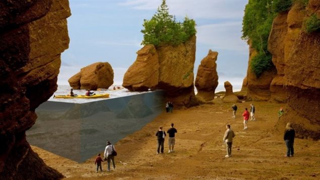 加拿大芬迪海湾潮汐落差示意图照片