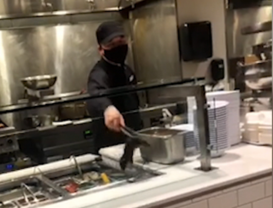 慎入！UBC学生食堂硕鼠上灶台 厨师用钳夹走