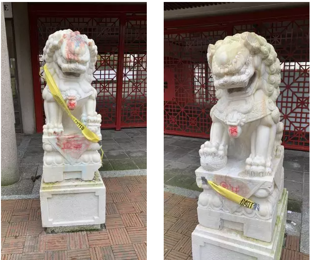 气愤!温哥华华埠白玉狮 大年初四初五两遭破坏 气愤!温哥华华埠白玉狮 大年初四初五两遭破坏