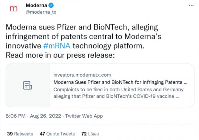 突发!莫德纳起诉辉瑞:你抄袭了我的新冠疫苗 突发!莫德纳起诉辉瑞:你抄袭了我的新冠疫苗