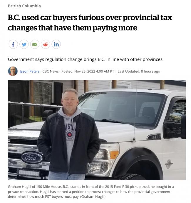 吐血!BC居民00元买二手车 销售税要交20 吐血!BC居民00元买二手车 销售税要交20