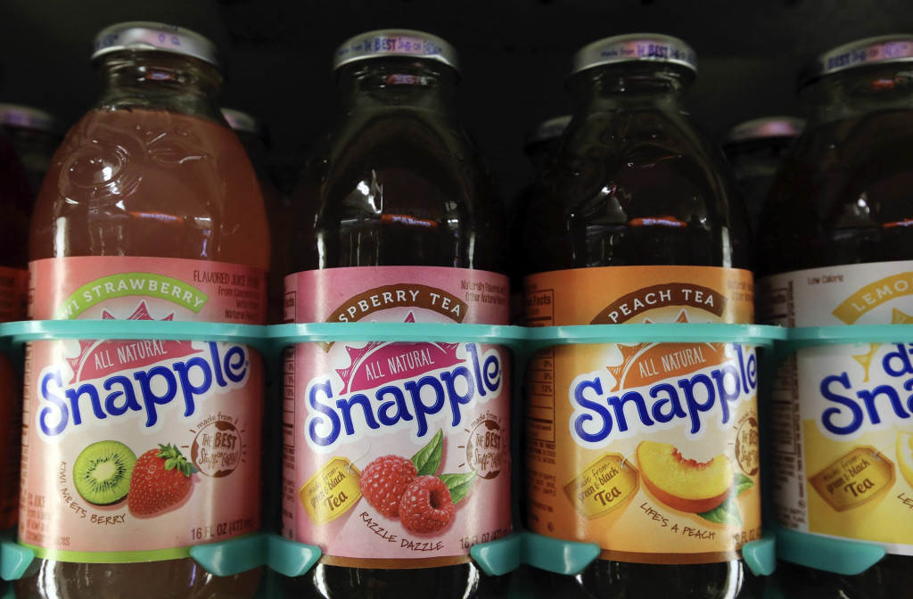 部分Snapple饮料也含有阿斯巴甜(Aspartame)。 美联社