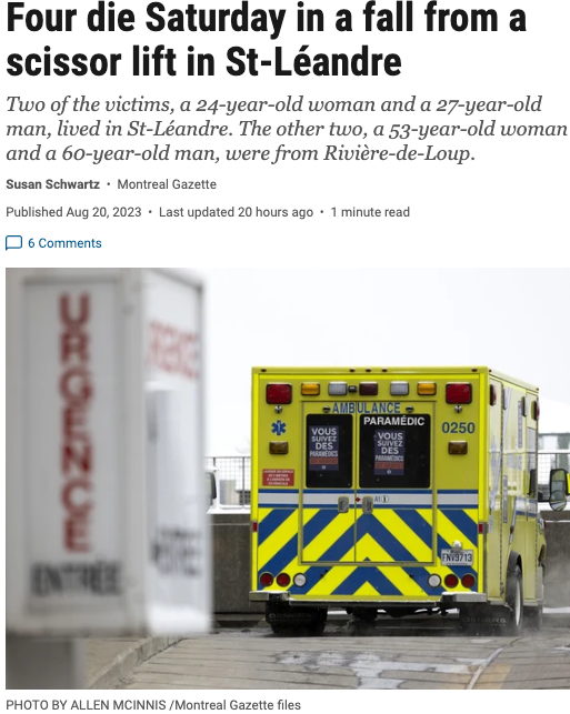 惨剧!升降机突然倒塌 加拿大一家四口跌落死亡 惨剧!升降机突然倒塌 加拿大一家四口跌落死亡