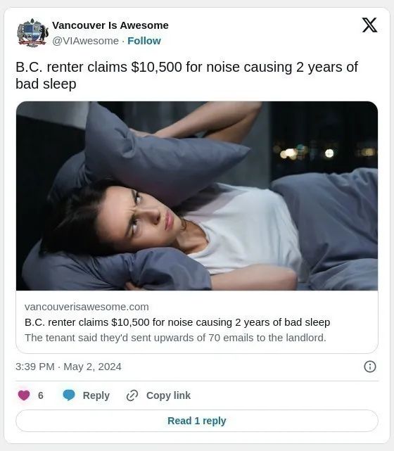 房东太难了!隔壁太吵睡不好 BC租客要求赔万元 房东太难了!隔壁太吵睡不好 BC租客要求赔万元