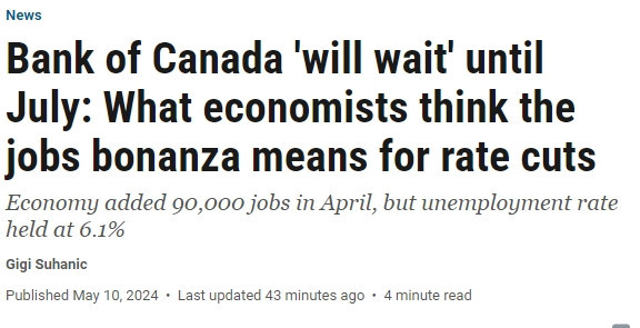 加拿大就业数字太好！央行6月降息要黄了？
