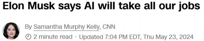 马斯克惊悚预言:AI将取代人类所有的工作! 马斯克惊悚预言:AI将取代人类所有的工作!