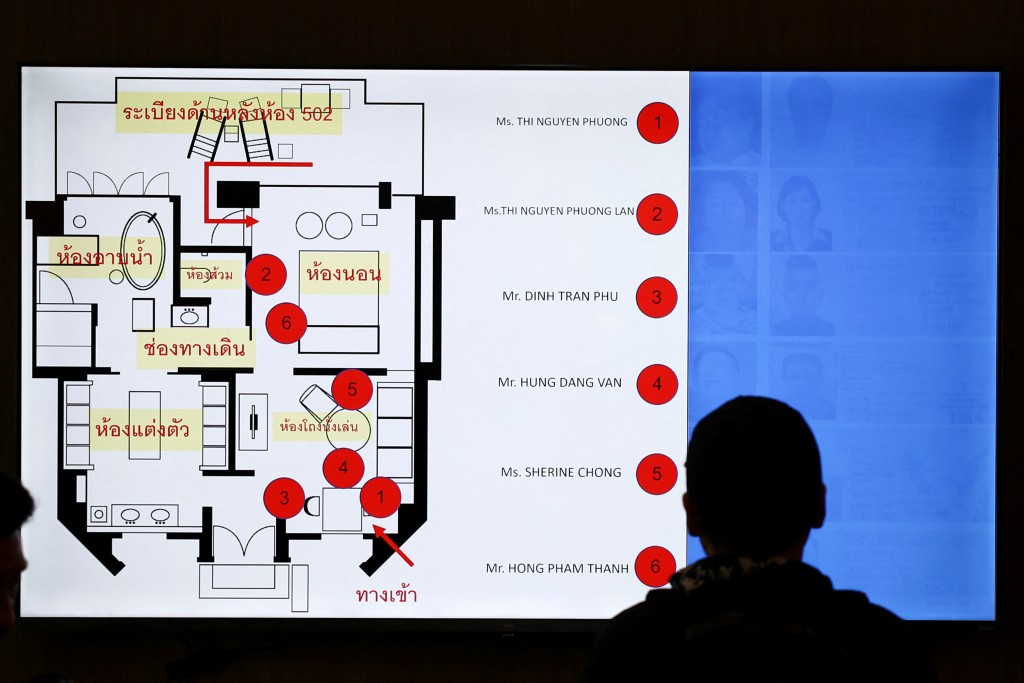 房内布局及尸体位置示意图。 路透社 房内布局及尸体位置示意图。 路透社