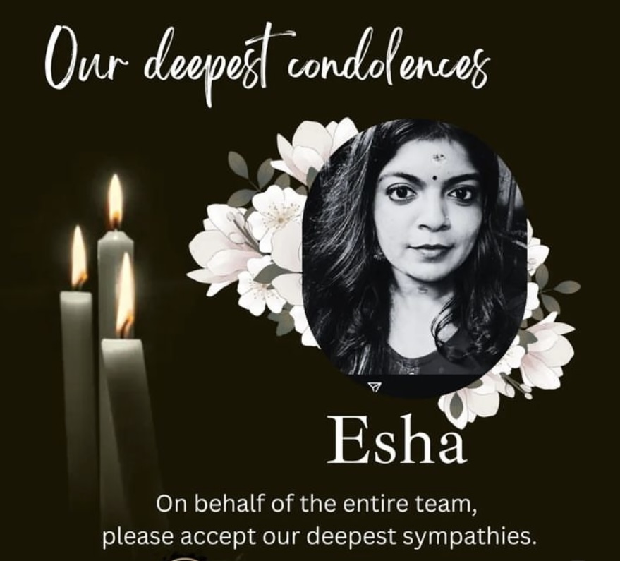 制作公司发图文悼念Esha。 Instagram 制作公司发图文悼念Esha。 Instagram