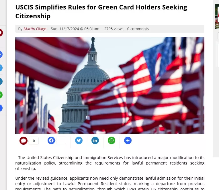美国移民局重磅新规:绿卡入籍更容易!