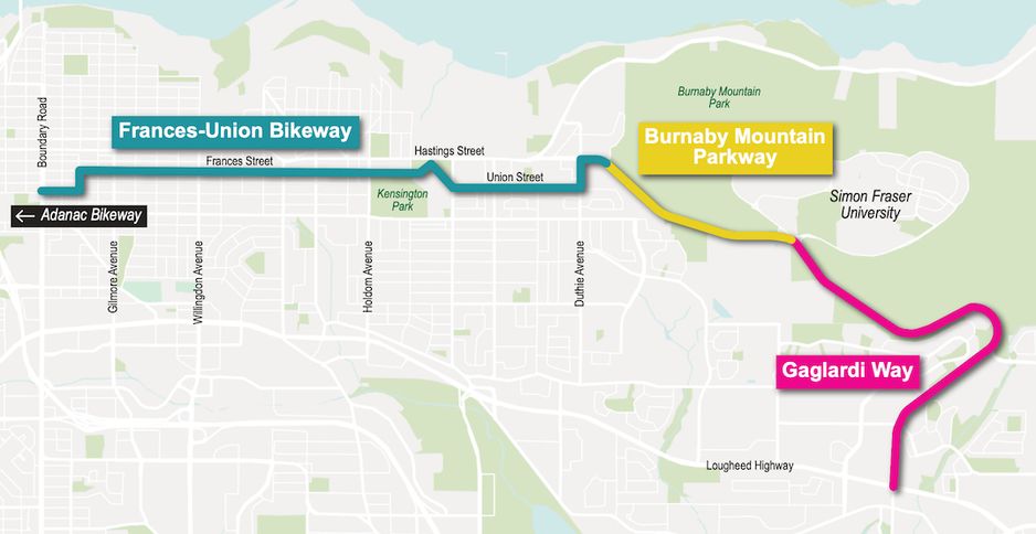 温哥华-西门菲莎大学骑行连接本拿比骑行路线
