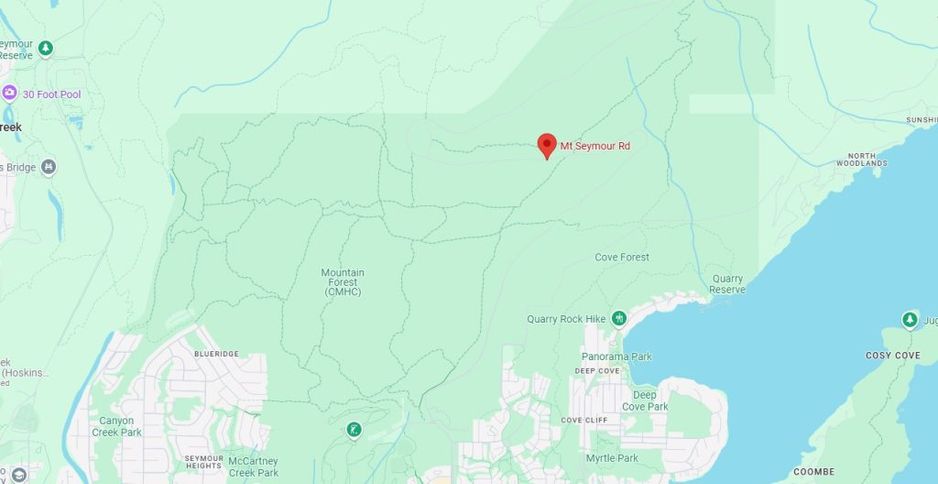 显示北温哥华的西穆尔山路位置的地图。 (谷歌地图图片)