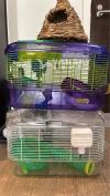 倉鼠籠子（水壺，小屋子，跑輪） 兩個籠子