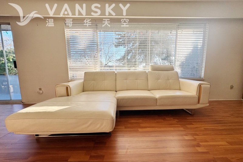 白色真皮L型沙发