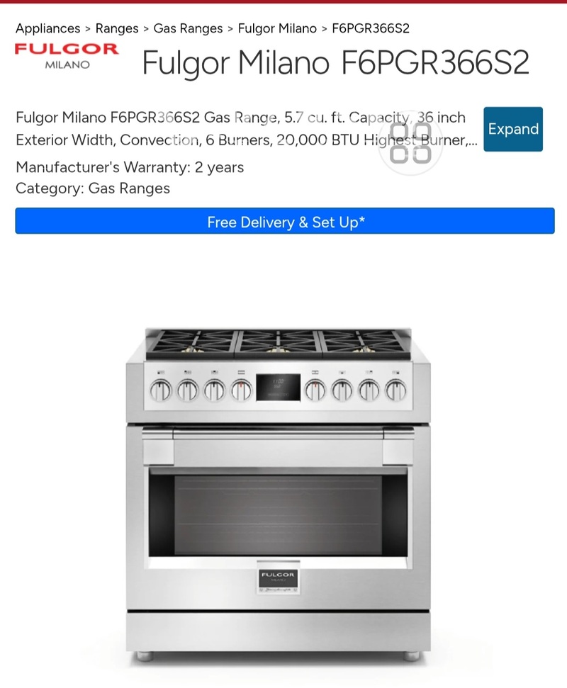 全新未開箱意大利高级煤氣炉 Fulgor Milano