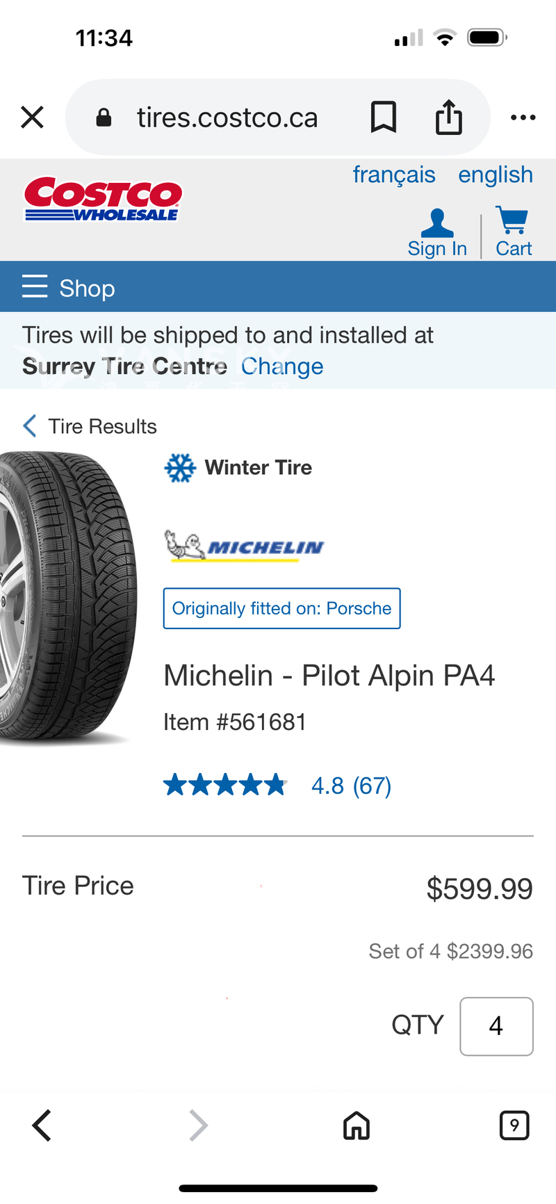 一套原用于2022 model 3 performance 冬季雪胎出售