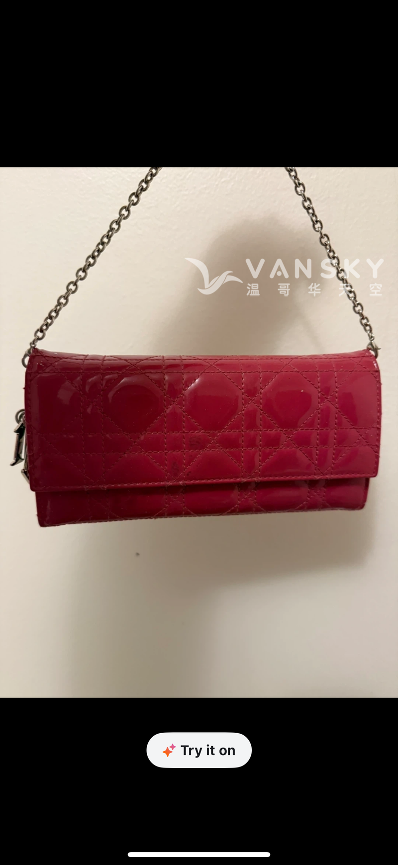 Dior 粉色長款银包正品