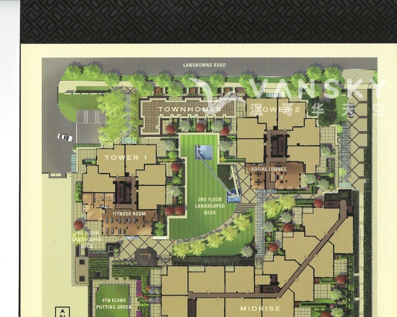 列治文 Lansdowne Mall 邊  二房  高層 公寓 拎包入住