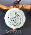 天然和田玉双面雕刻镂空鹤吊坠(5X5X1 CM )$230